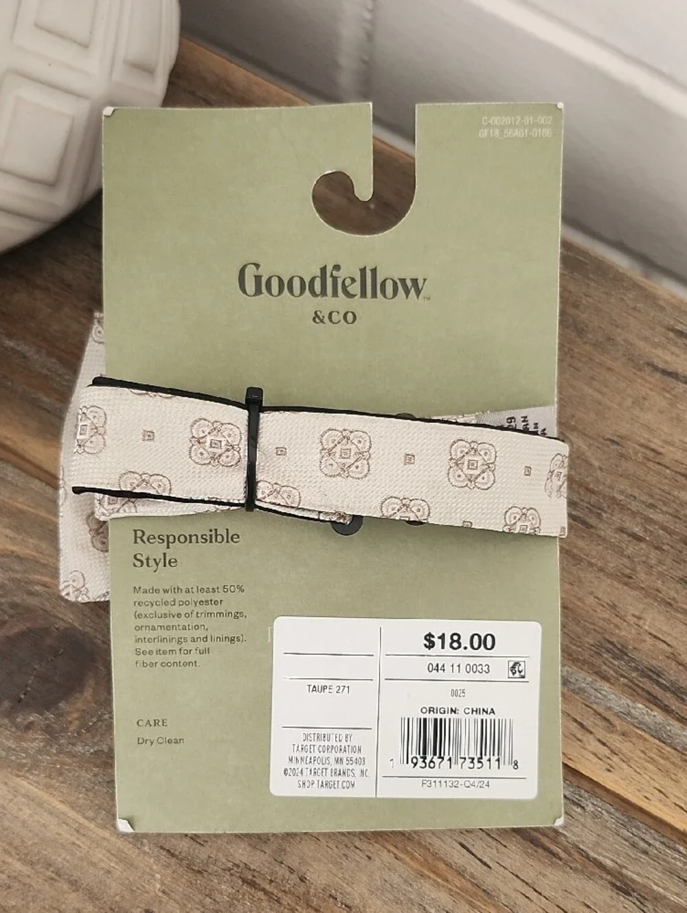 Goodfellow & Co Light Beige Patterned Bow Tie